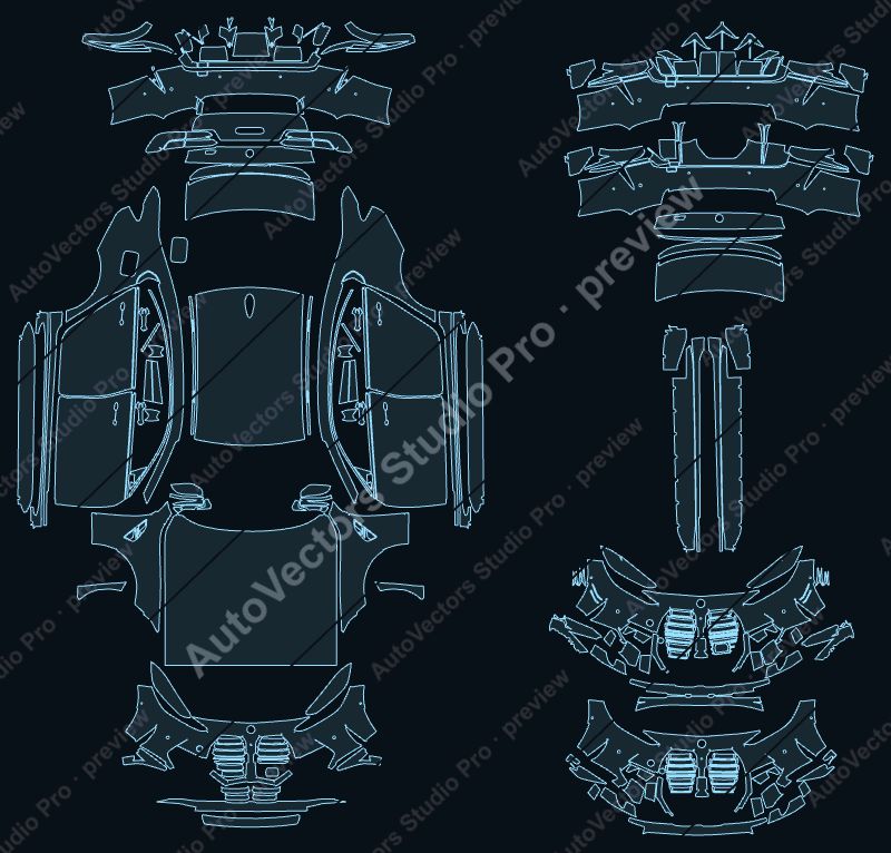 BMW M3 Competition With M Carbon Package 2021 sedan precut PPF pattern – watermarked preview from the cutting software