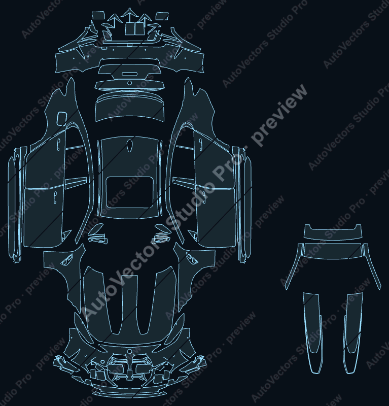 BMW M3 CS 2024 sedan precut PPF pattern – watermarked preview from the cutting software