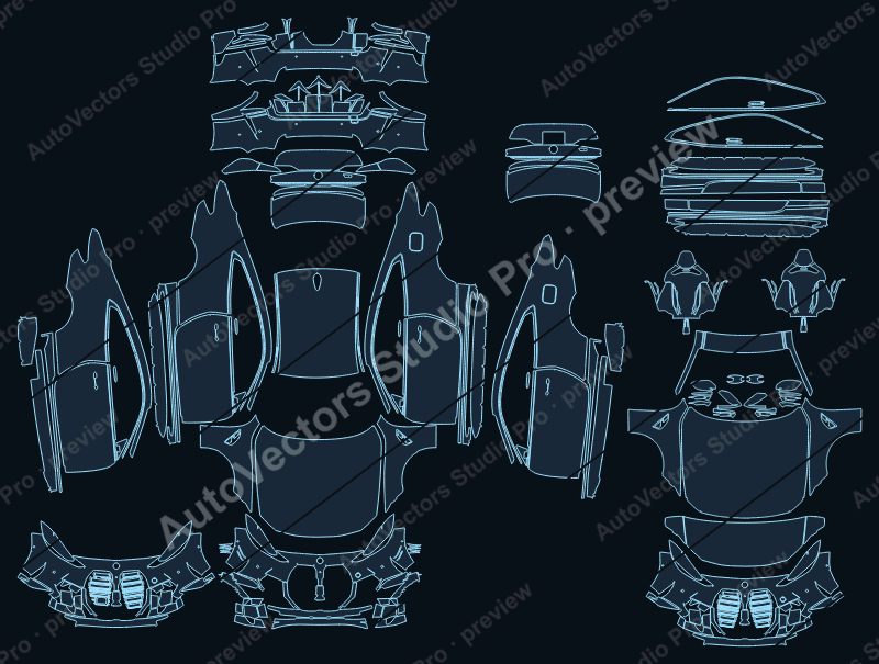 BMW M4 G82 Competition Facelift 2024 coupe precut PPF pattern – watermarked preview from the cutting software