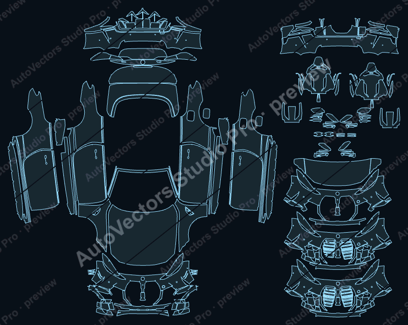 BMW M4 G83 Pre-Facelift 2021 convertible precut PPF pattern – watermarked preview from the cutting software