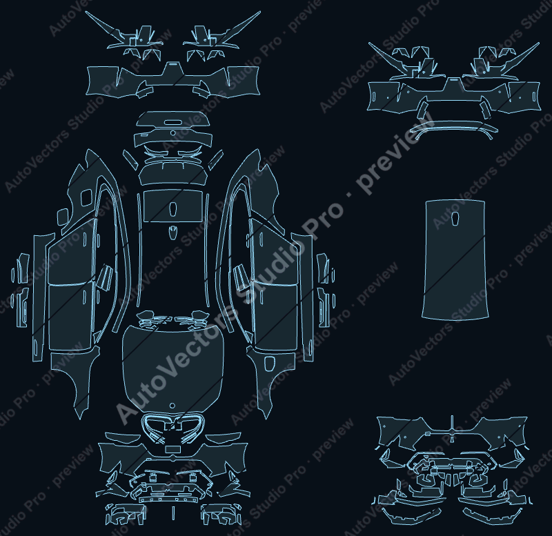 BMW M5 Base 2025 touring precut PPF pattern – watermarked preview from the cutting software