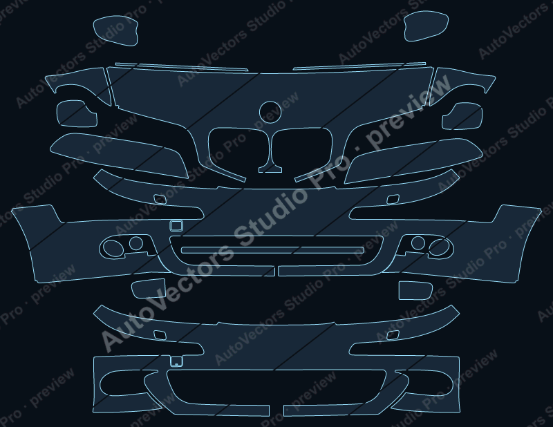 BMW M5 E39 Facelift 2000 sedan precut PPF pattern – watermarked preview from the cutting software