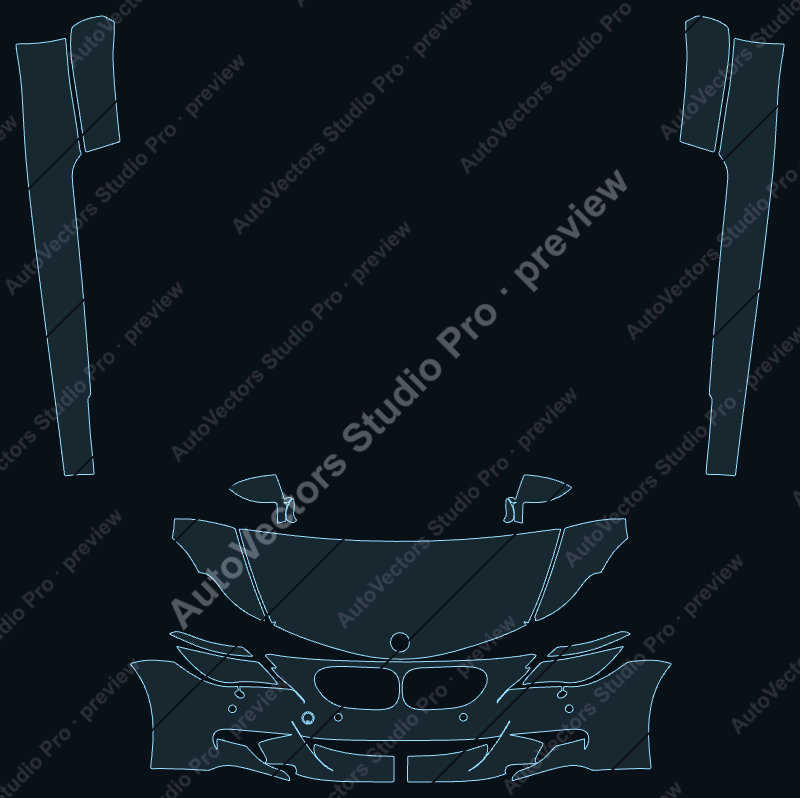 BMW M6 2006 coupe precut PPF pattern – watermarked preview from the cutting software