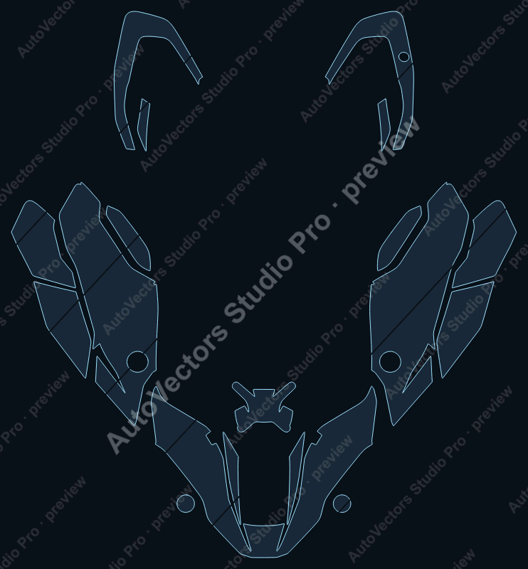 BMW R 1300 GS 2023 precut motorcycle PPF pattern – watermarked preview from the cutting software