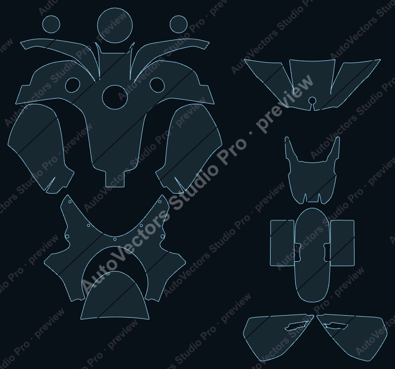 BMW R Series R 2025 precut motorcycle PPF pattern – watermarked preview from the cutting software