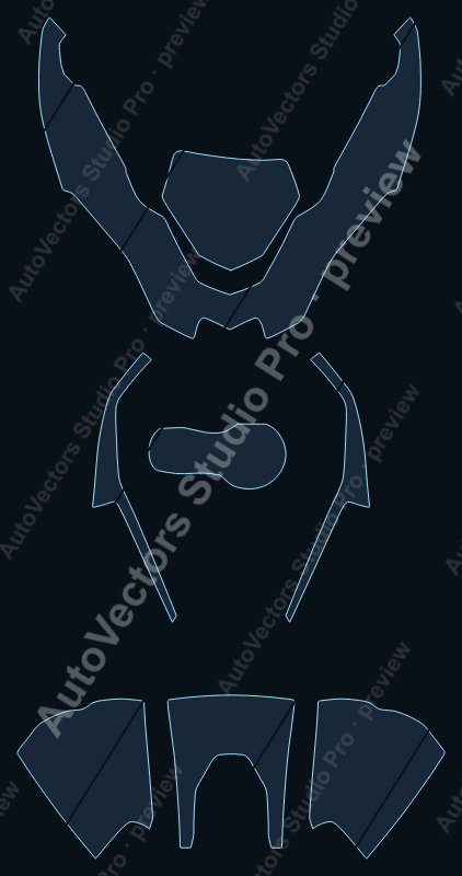 BMW R1200 GS TE 2015 precut motorcycle PPF pattern – watermarked preview from the cutting software