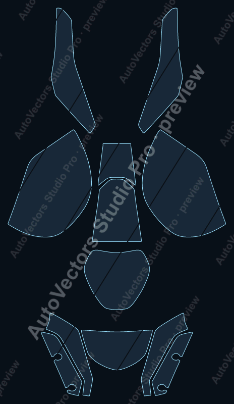 BMW R1200 R Base 2015 precut motorcycle PPF pattern – watermarked preview from the cutting software