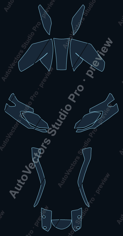 BMW R1200 RS Iconic 100 2015 precut motorcycle PPF pattern – watermarked preview from the cutting software