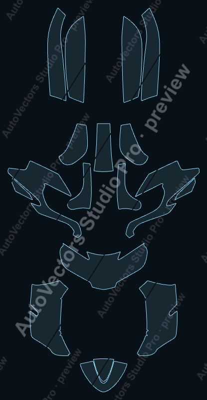 BMW R1200 RT Base 2014 precut motorcycle PPF pattern – watermarked preview from the cutting software