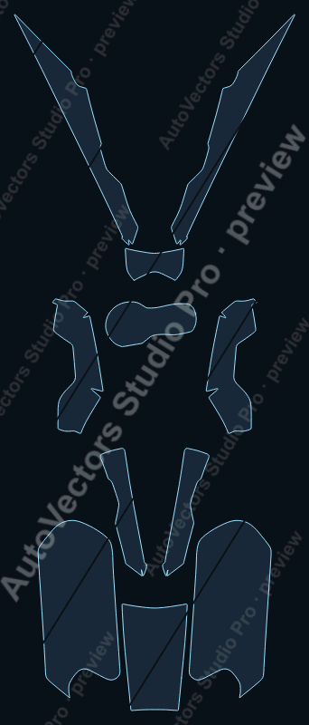 BMW R1250 GS Adventure 2019 precut motorcycle PPF pattern – watermarked preview from the cutting software