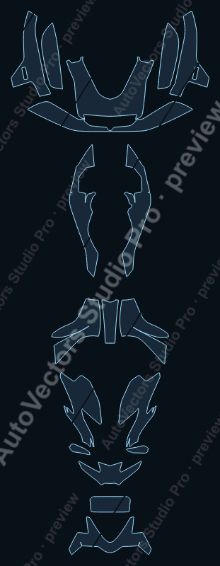 BMW R1250RT Base 2021 precut motorcycle PPF pattern – watermarked preview from the cutting software