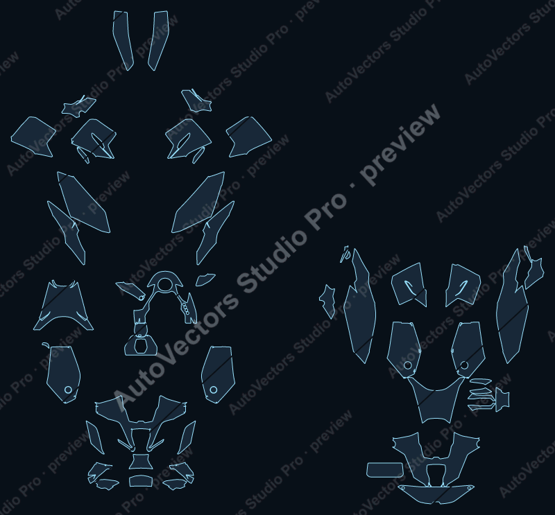 BMW R1300RT Base 2025 precut motorcycle PPF pattern – watermarked preview from the cutting software