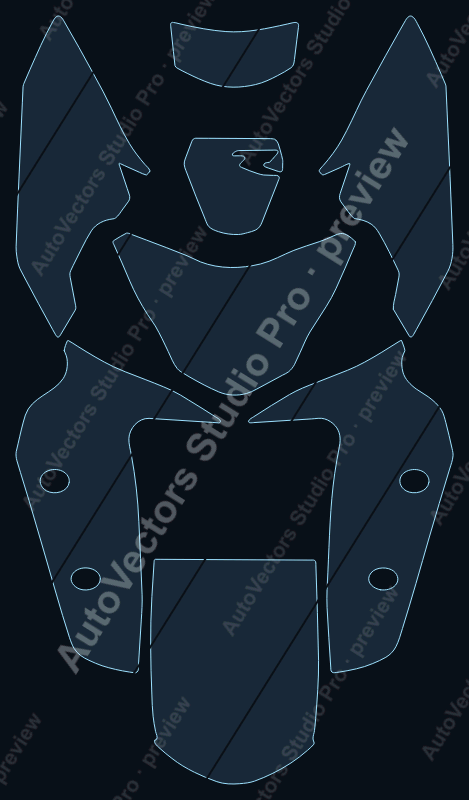 BMW Roadster 310 R 2024 precut motorcycle PPF pattern – watermarked preview from the cutting software