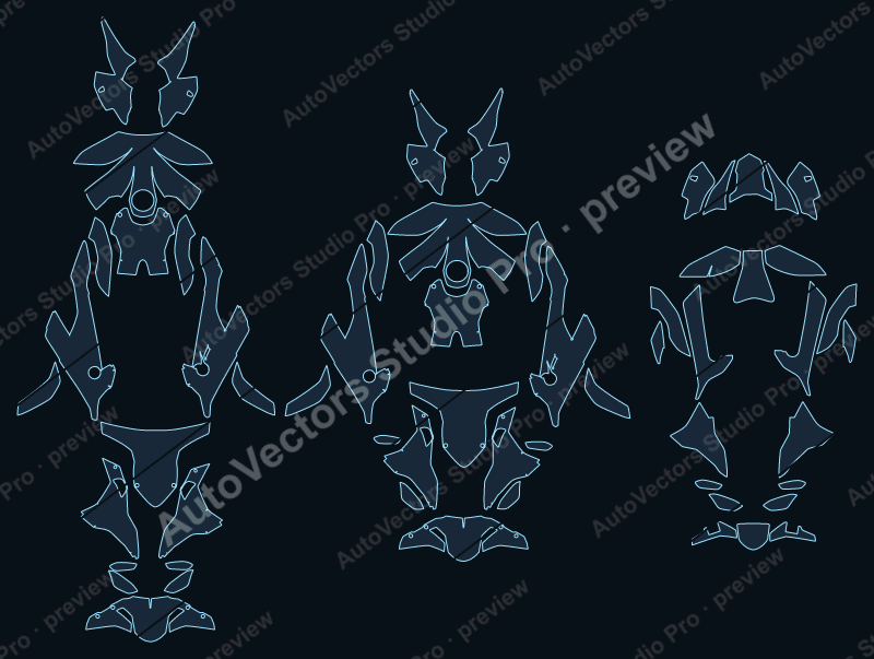 BMW S1000 RR Base 2020 precut motorcycle PPF pattern – watermarked preview from the cutting software