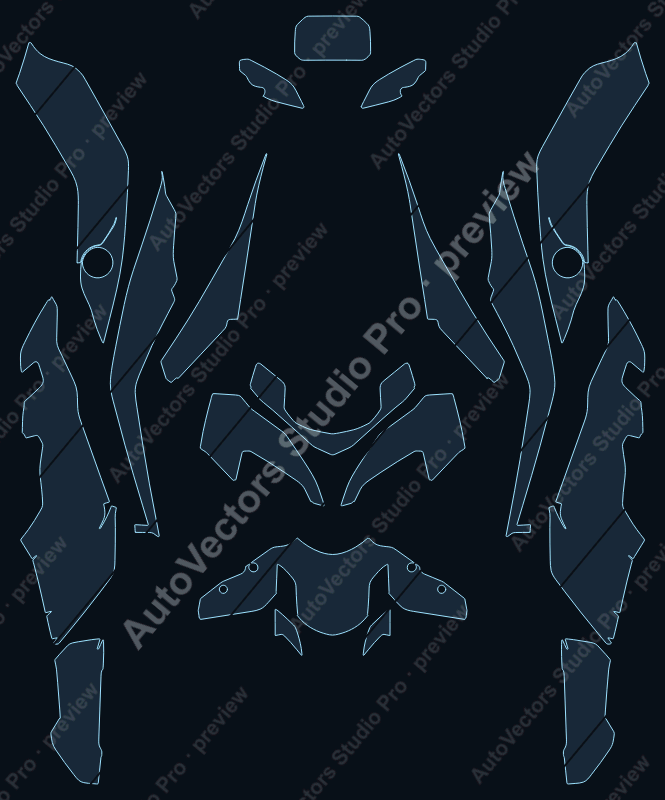 BMW S1000 XR Base 2023 precut motorcycle PPF pattern – watermarked preview from the cutting software