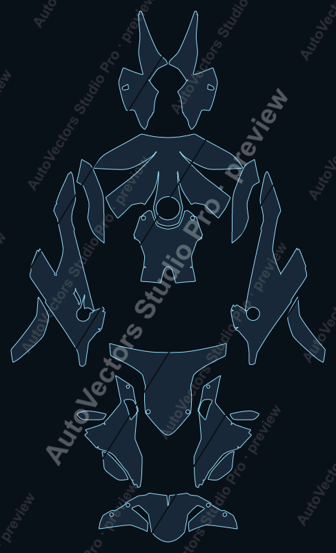 BMW Sport 1000 RR 2020 precut motorcycle PPF pattern – watermarked preview from the cutting software