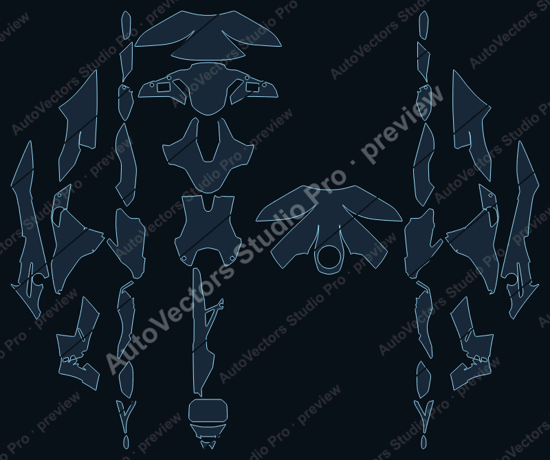 BMW Sport 1000 RR 2022 precut motorcycle PPF pattern – watermarked preview from the cutting software