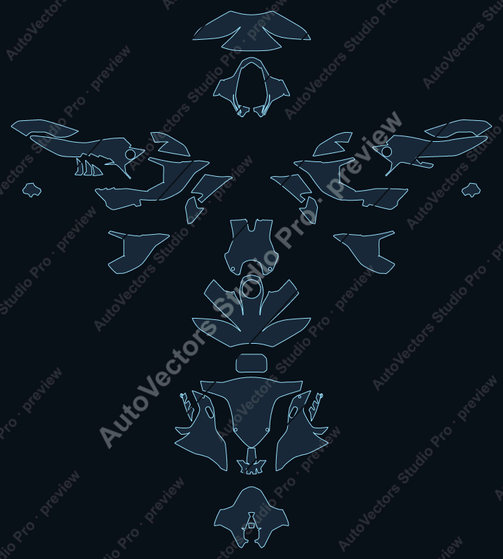 BMW Sport 1000 RR 2025 precut motorcycle PPF pattern – watermarked preview from the cutting software