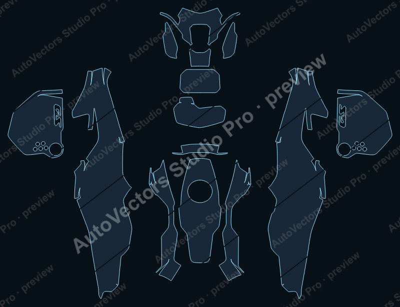 BMW Sport F 900 XR 2025 touring precut motorcycle PPF pattern – watermarked preview from the cutting software