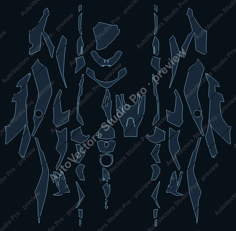 BMW Sport M1000 XR 2024 precut motorcycle PPF pattern – watermarked preview from the cutting software