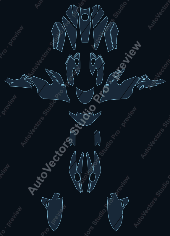 BMW Tour K 1600 GT 2021 precut motorcycle PPF pattern – watermarked preview from the cutting software