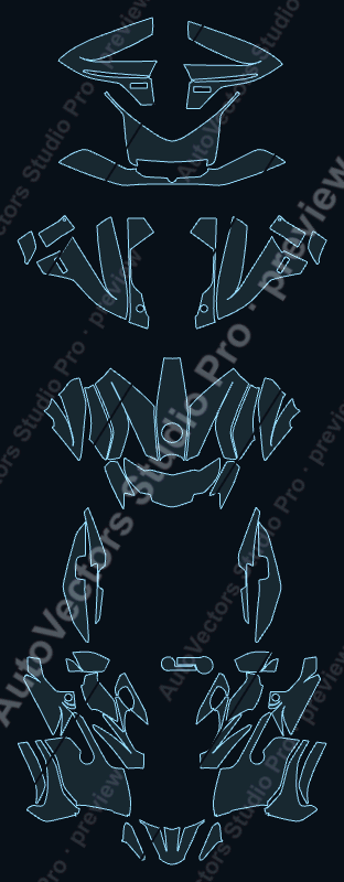 BMW Touring K 1600 GTL 2018 precut motorcycle PPF pattern – watermarked preview from the cutting software