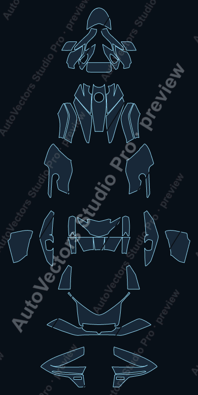 BMW Touring K 1600 GTL 2022 precut motorcycle PPF pattern – watermarked preview from the cutting software