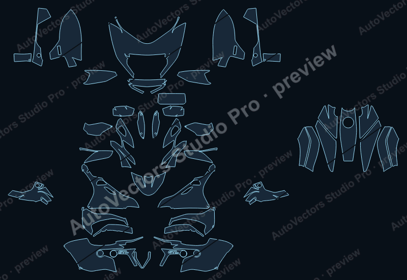 BMW Touring K 1600 GTL 2024 precut motorcycle PPF pattern – watermarked preview from the cutting software
