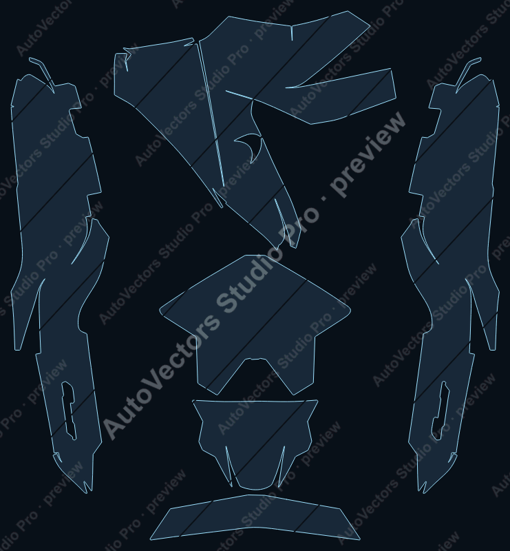 BMW Urban Mobility GT 400 2023 precut motorcycle PPF pattern – watermarked preview from the cutting software