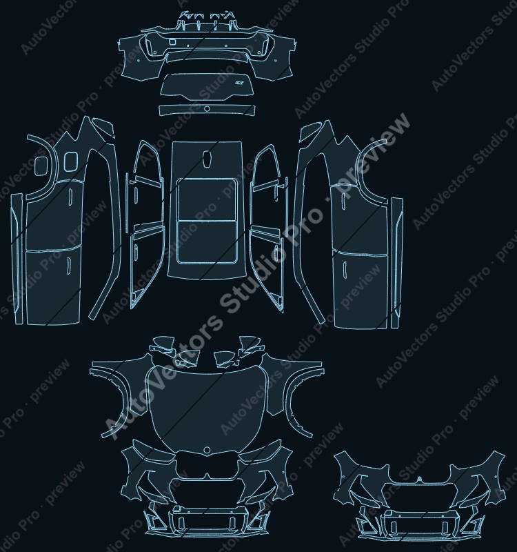 BMW X1 M35i 2024 precut PPF pattern – watermarked preview from the cutting software