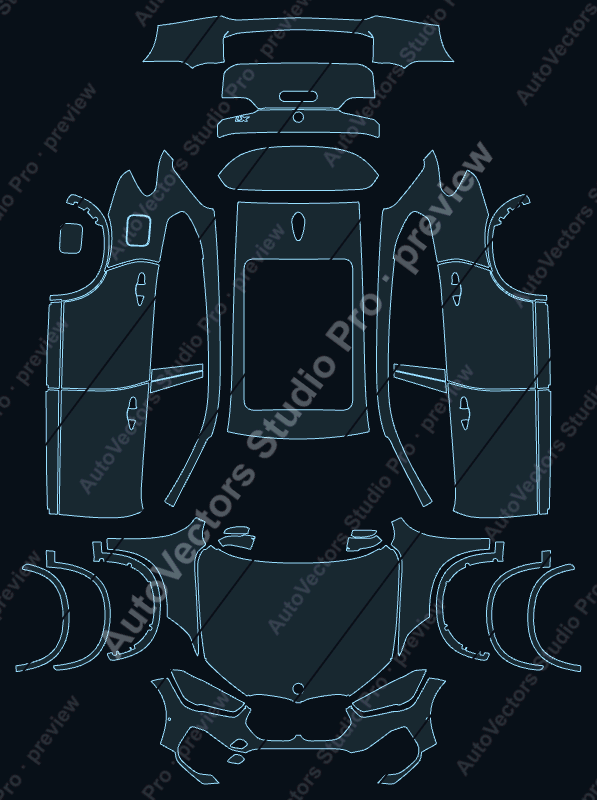 BMW X1 SE-Sport-XLine 2019 precut PPF pattern – watermarked preview from the cutting software