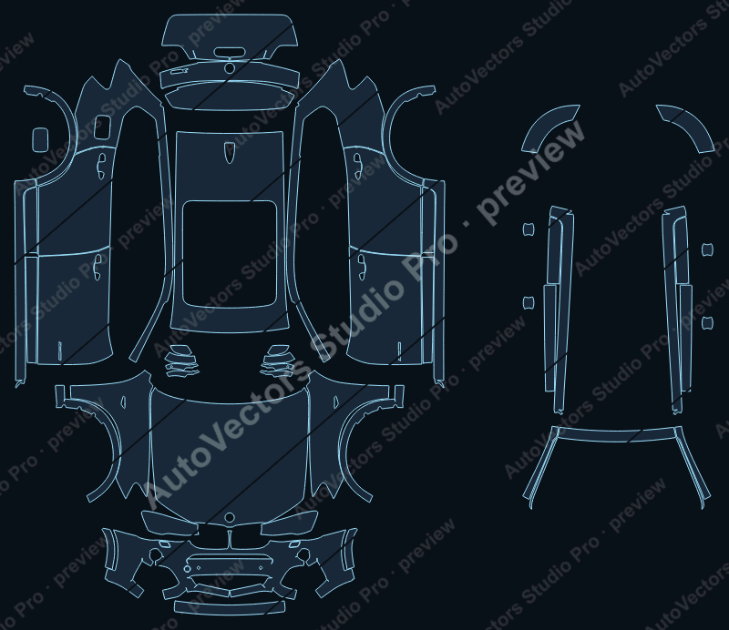 BMW X3 M Sport 2014 precut PPF pattern – watermarked preview from the cutting software
