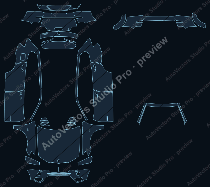 BMW X3 SE-X Line 2014 precut PPF pattern – watermarked preview from the cutting software