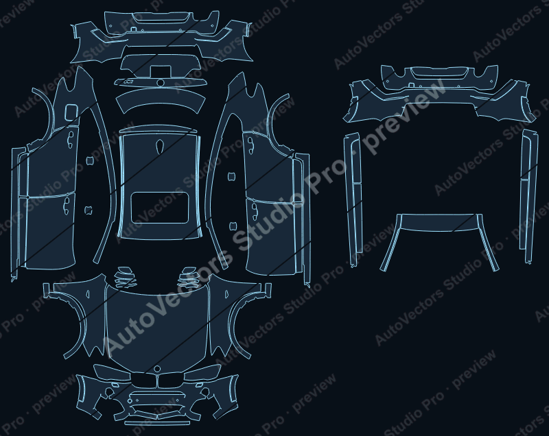 BMW X4 M Sport 2014 precut PPF pattern – watermarked preview from the cutting software