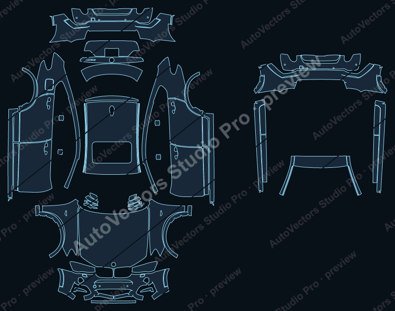 BMW X4 M40i 2016 precut PPF pattern – watermarked preview from the cutting software