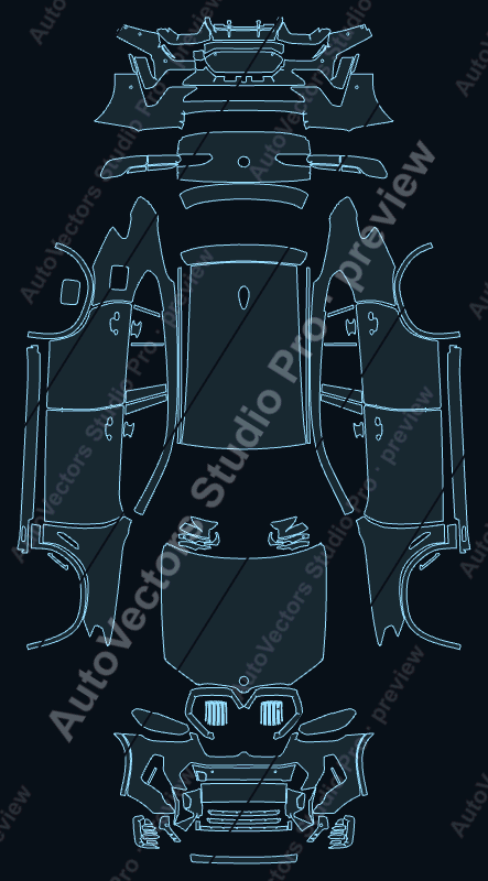 BMW X4 M40i-M40d 2021 precut PPF pattern – watermarked preview from the cutting software