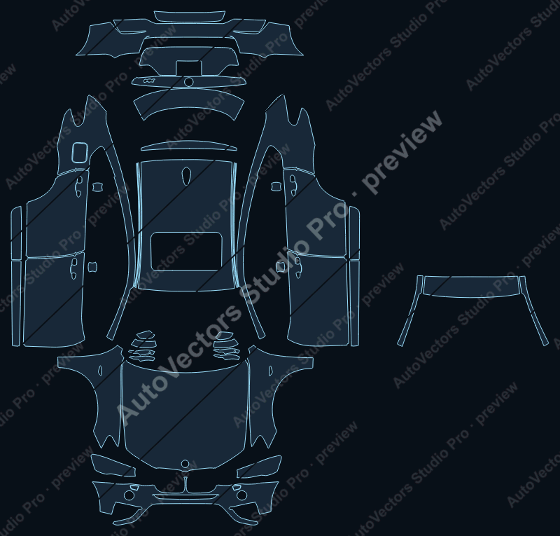 BMW X4 SE-xLine 2014 precut PPF pattern – watermarked preview from the cutting software