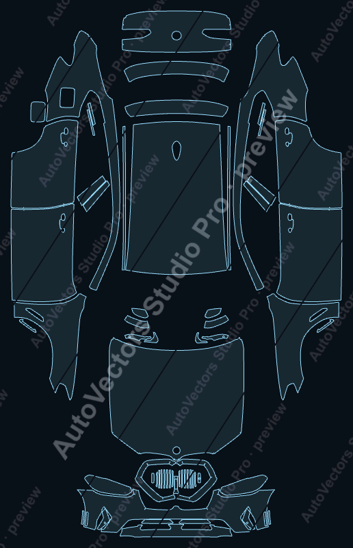 BMW X4 XLine 2022 precut PPF pattern – watermarked preview from the cutting software
