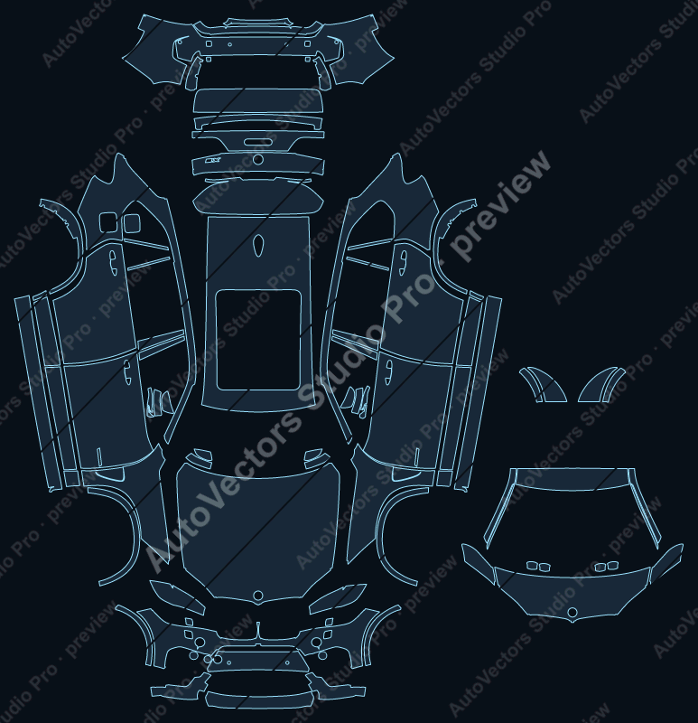 BMW X5 M 2015 SUV full kit precut PPF pattern – watermarked preview from the cutting software
