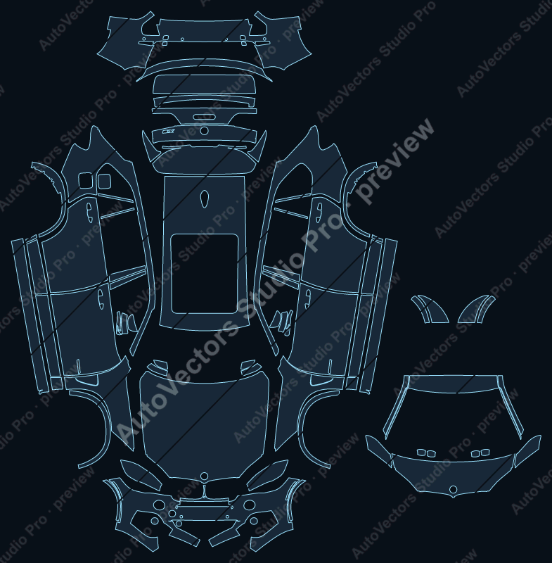 BMW X5 M Sport 2013 SUV full kit precut PPF pattern – watermarked preview from the cutting software