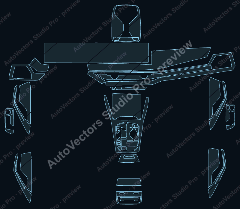 BMW X6 2023 precut interior protection film pattern – watermarked preview from the cutting software