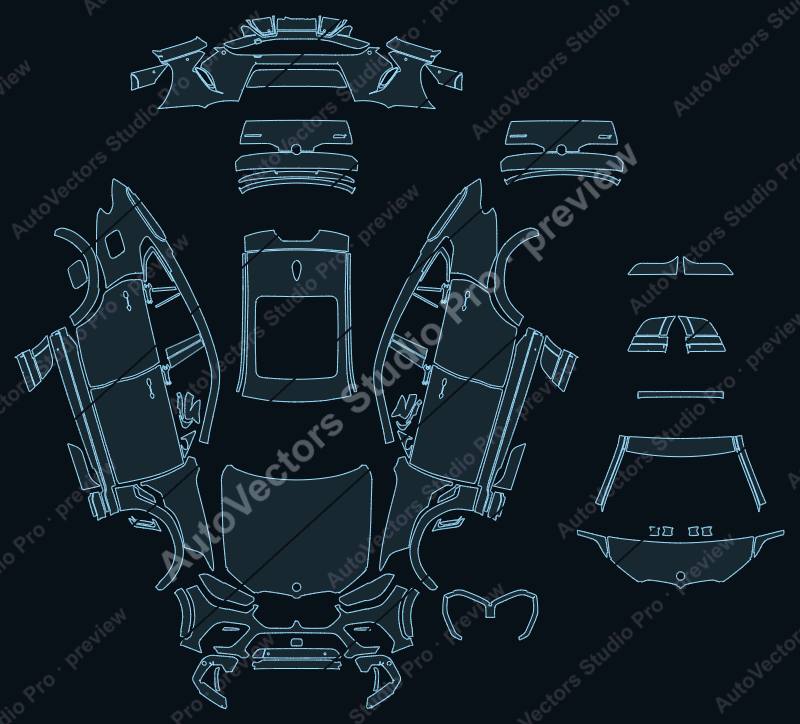 BMW X6 M M Competition 2020 SUV full kit precut PPF pattern – watermarked preview from the cutting software