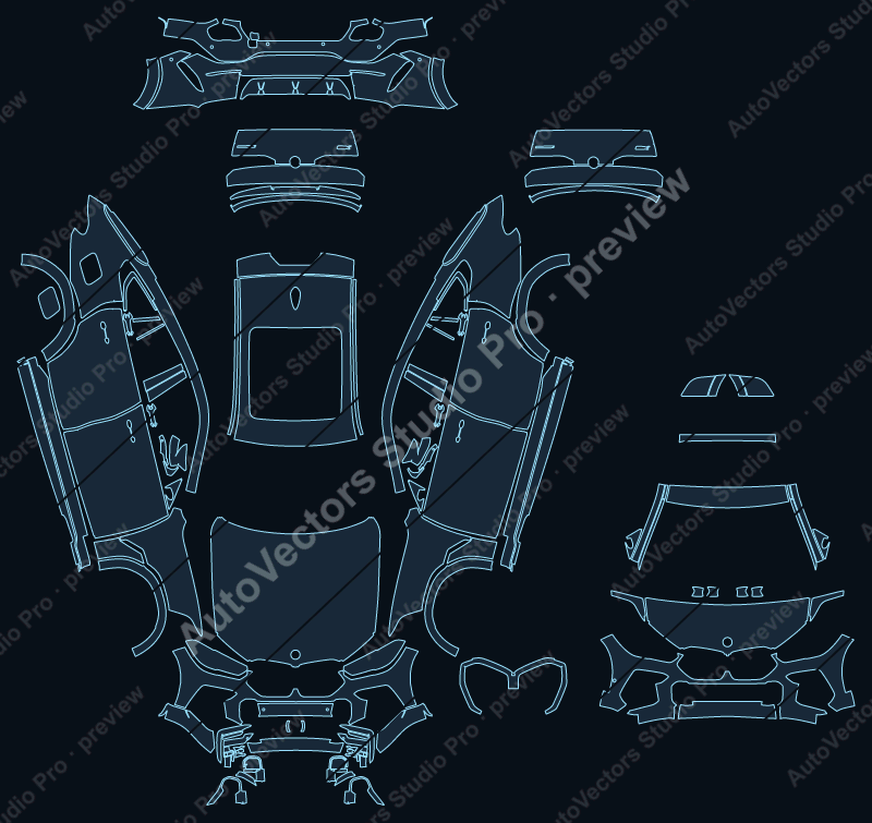 BMW X6 M Sport M50i 2020 SUV full kit precut PPF pattern – watermarked preview from the cutting software