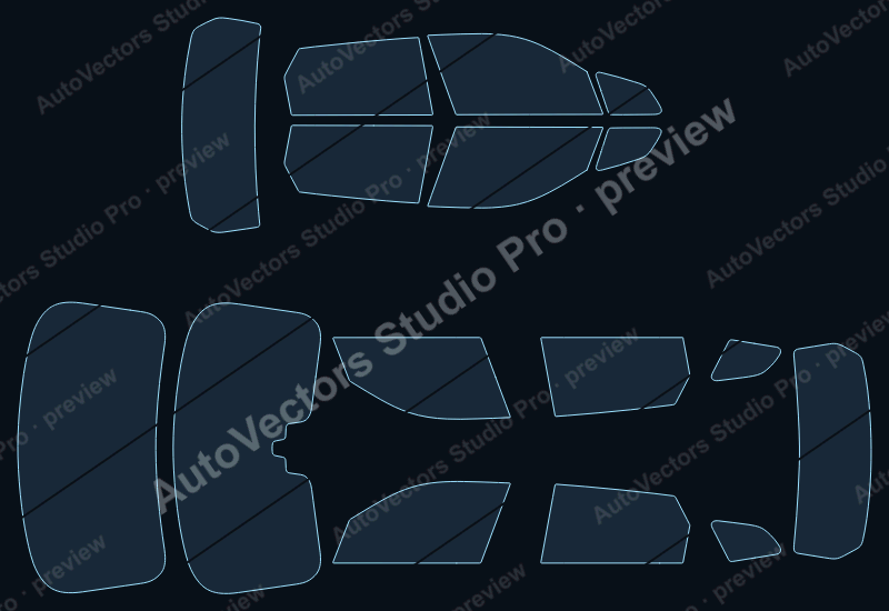 BMW XM 2023 precut window film pattern – watermarked preview from the cutting software