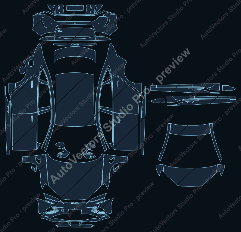 BYD Seal Eu 2026 precut PPF pattern – watermarked preview from the cutting software
