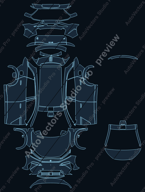 BYD Tang L EV SRE 2025 SUV precut PPF pattern – watermarked preview from the cutting software