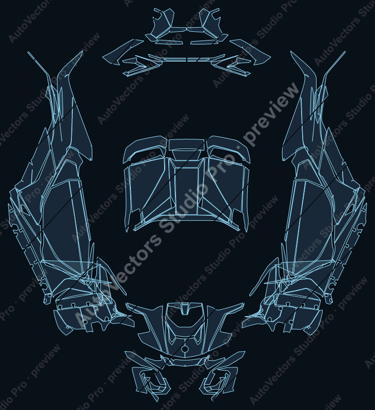 Can-Am Maverick R AND XRS 2024 precut motorcycle PPF pattern – watermarked preview from the cutting software