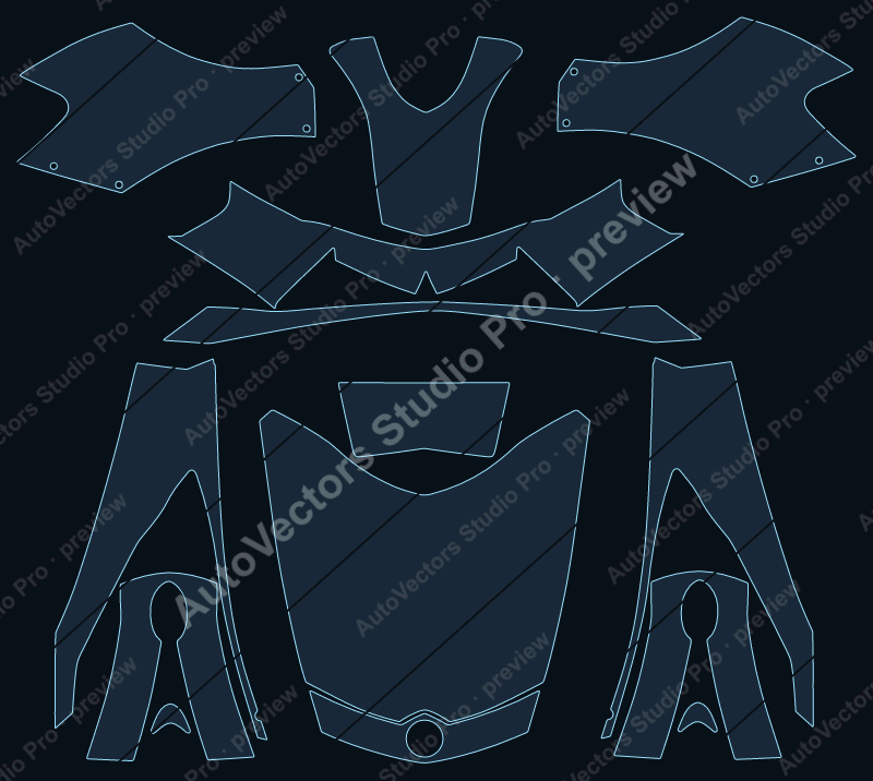 Can-Am Spyder Base 2010 precut motorcycle PPF pattern – watermarked preview from the cutting software