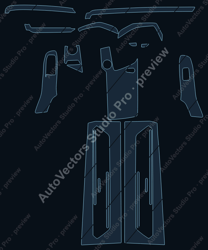 Chevrolet Corvette 2022 convertible precut interior protection film pattern – watermarked preview from the cutting software