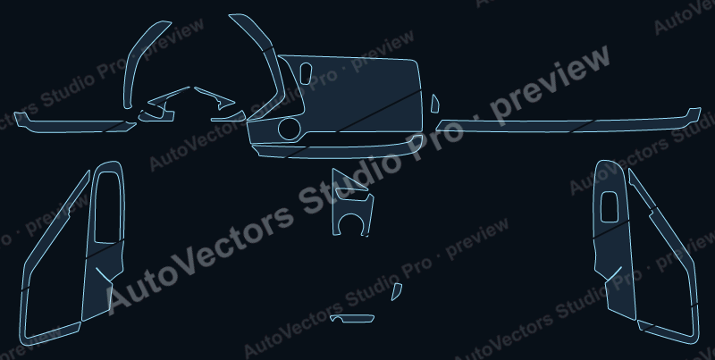 Chevrolet Corvette Base 2024 precut interior protection film pattern – watermarked preview from the cutting software